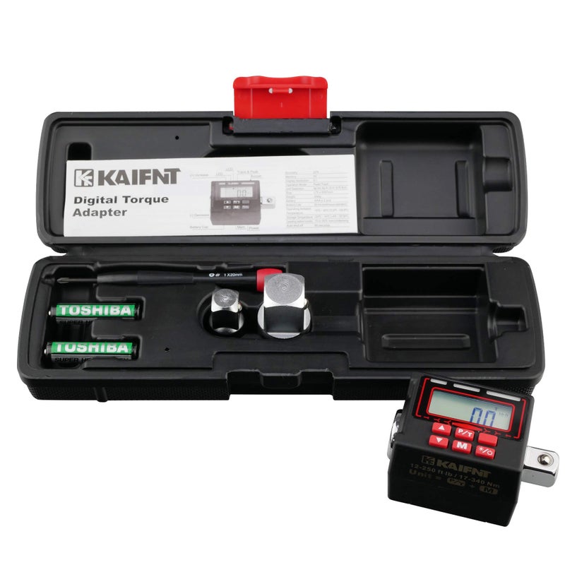 KAIFNT K553 Digital Torque Adapter, 1/2-Inch 12 to 250 ftÂ·lbs, Buzzer/LED Flash Notification, Dual Direction - Image 1